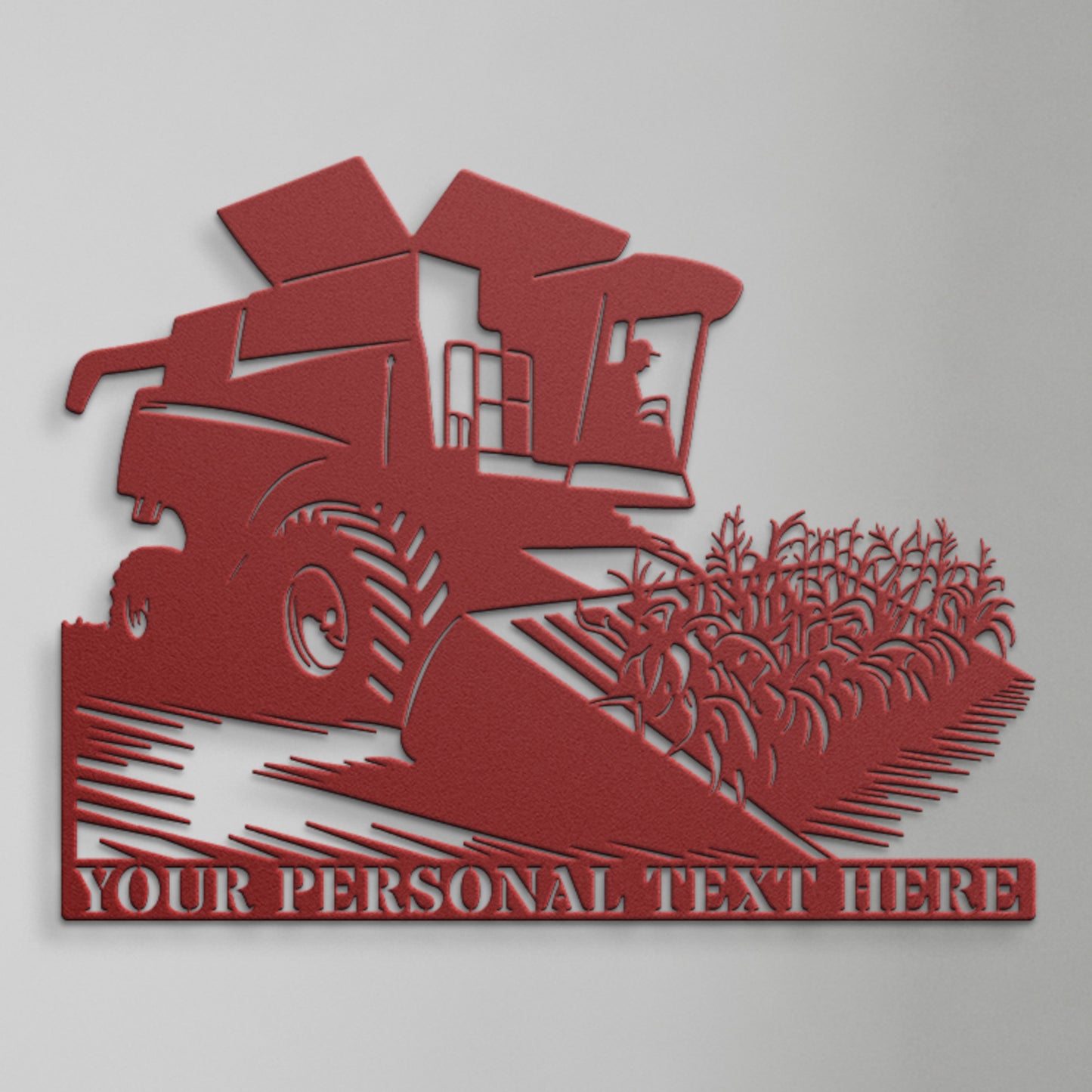 Personalized Harvester Machine Metal Sign Gift In Red