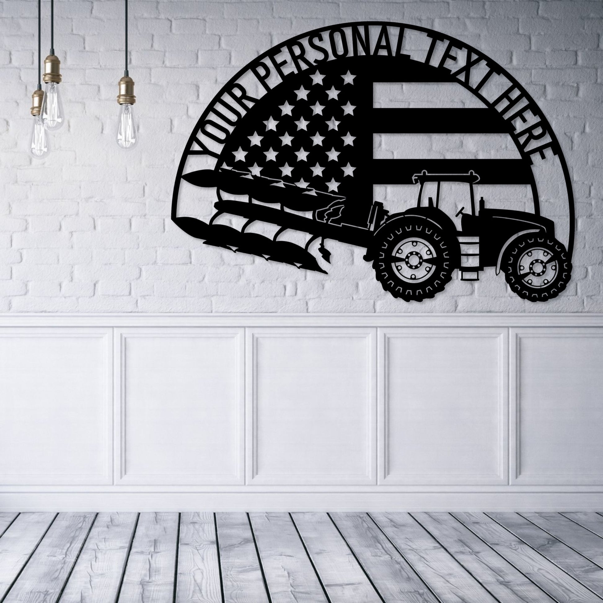 Personalized Patriotic Farming Metal Sign In Black