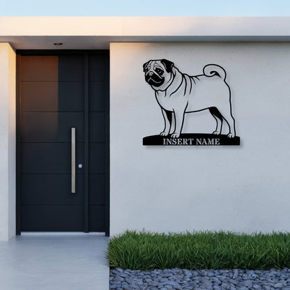 Personalized Pug Name Metal Sign. Custom Dog Owner Wall Decor Gift