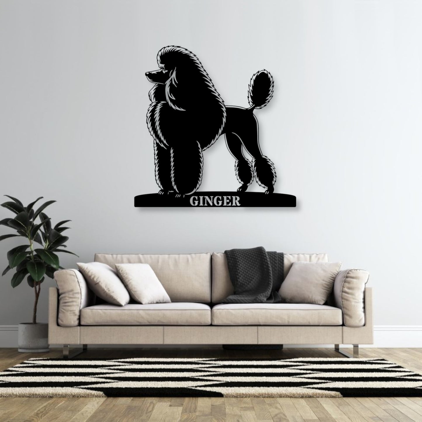 Personalized Dog Name Metal Sign. Custom Poodle Owner Wall Decor Gift