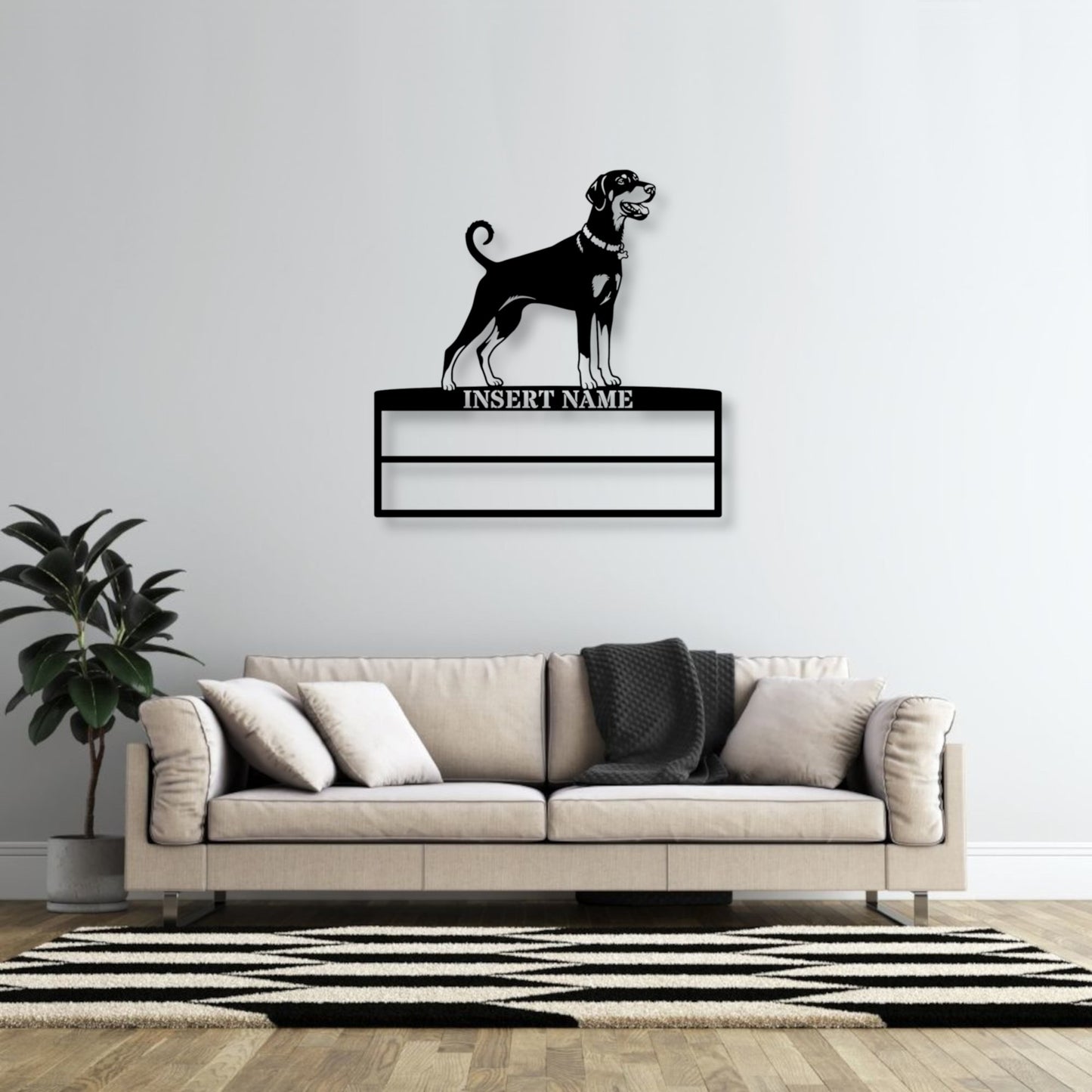 Personalized Dobermann Rosette Name Metal Sign Champion Display