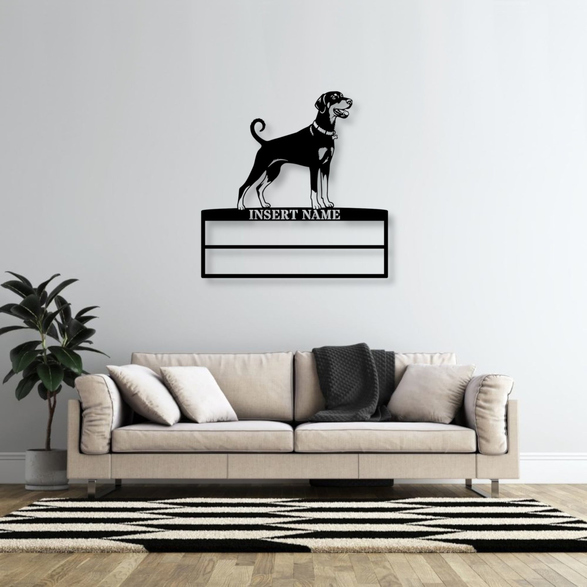 Personalized Dobermann Rosette Name Metal Sign Champion Display