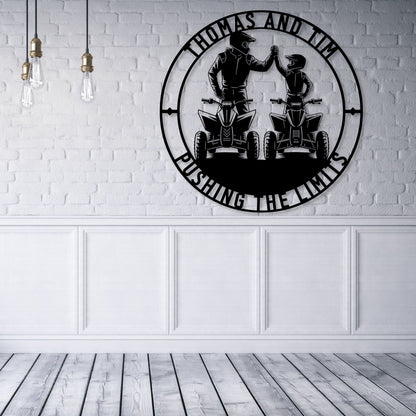 Personalized Father And Son ATV Metal Sign. Custom Quadbike Wall Decor