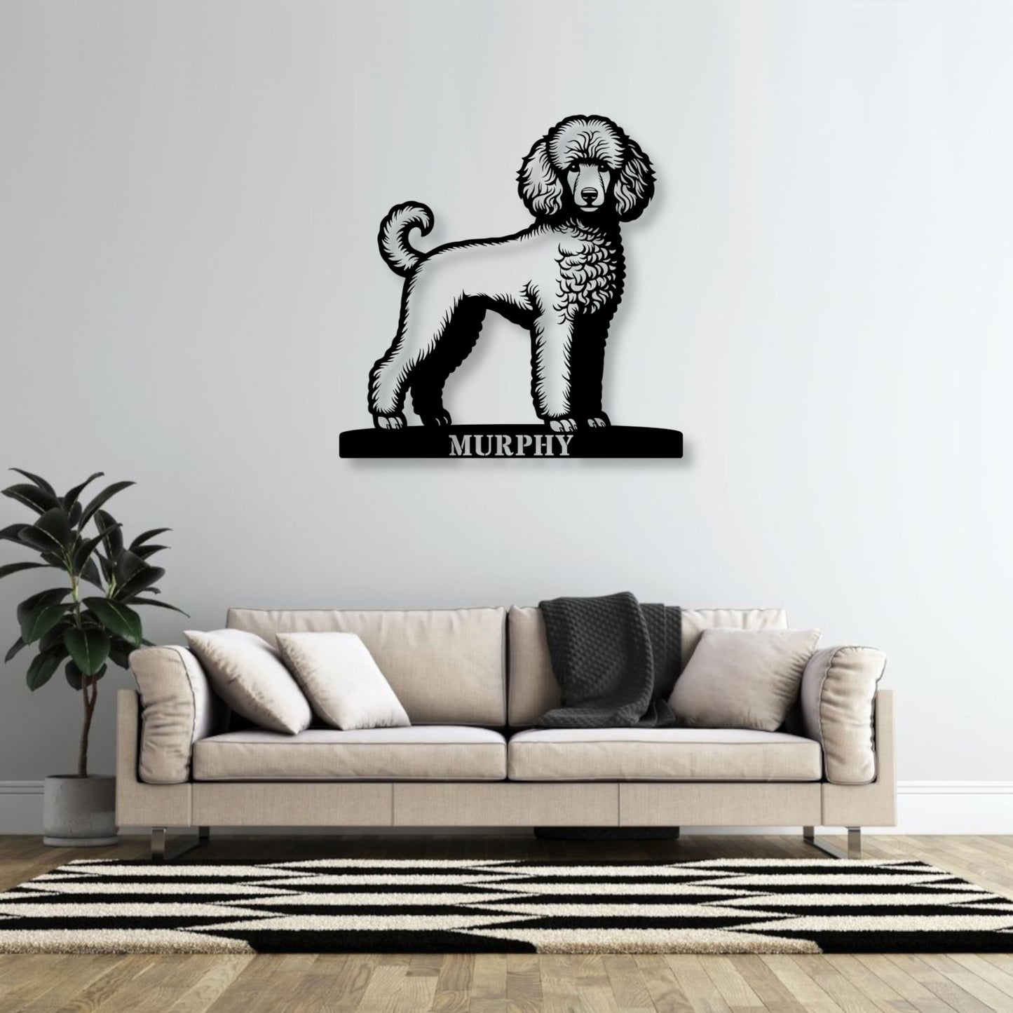Personalized Poodle Dog Name Metal Sign. Custom Dog Owner Wall Decor Gift