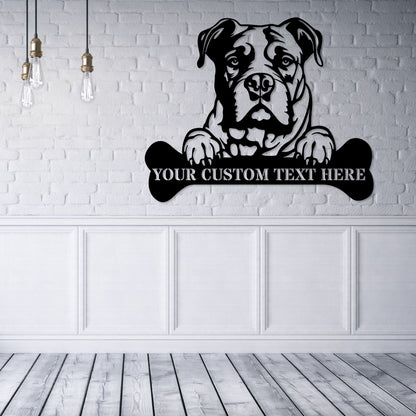 Personalized American Bulldog Name Metal Sign. Customizable Dog Owner Wall Decor Gift