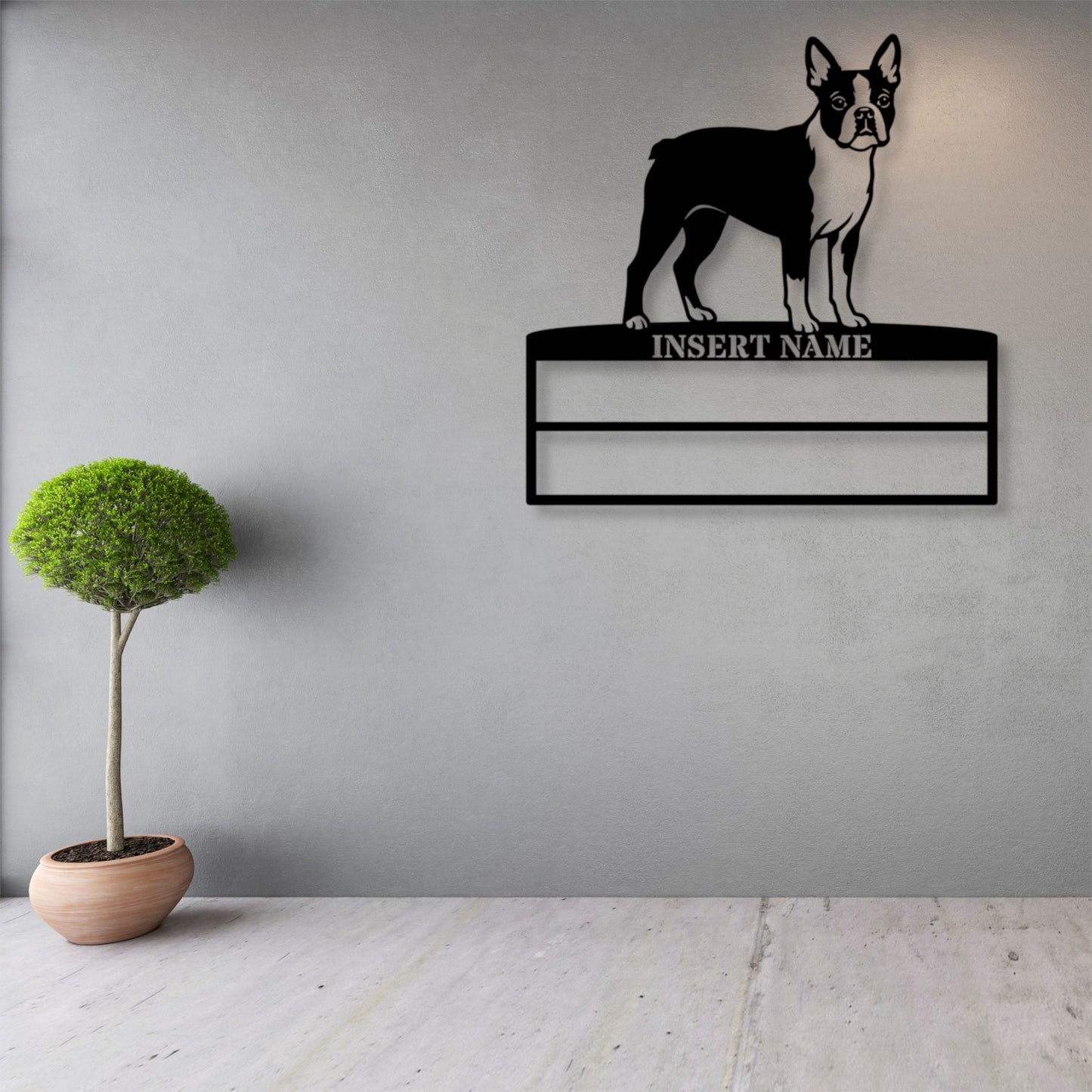 Personalized Boston Terrier Rosette Name Metal Sign. Custom Dog Champion Display