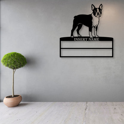 Personalized Boston Terrier Rosette Name Metal Sign. Custom Dog Champion Display