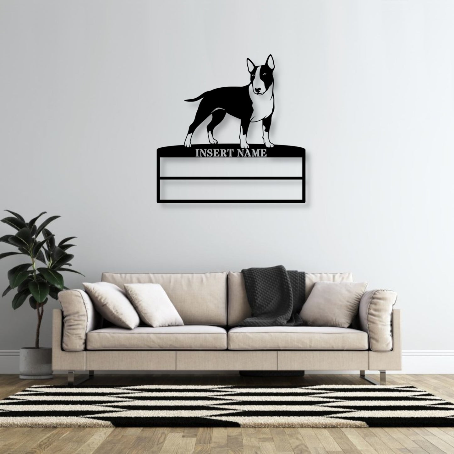 Personalized Bull Terrier Dog Rosette Name Metal Sign Champion Display