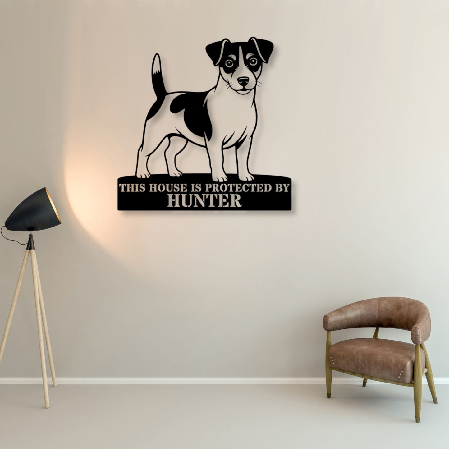 Personalized Russell Terrier Guard Metal Sign. Custom Name Wall Decor