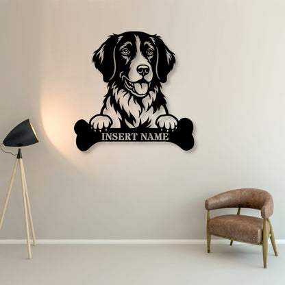 Personalized Small Munsterlander With Bone Metal Sign. Custom Dog Name Decor
