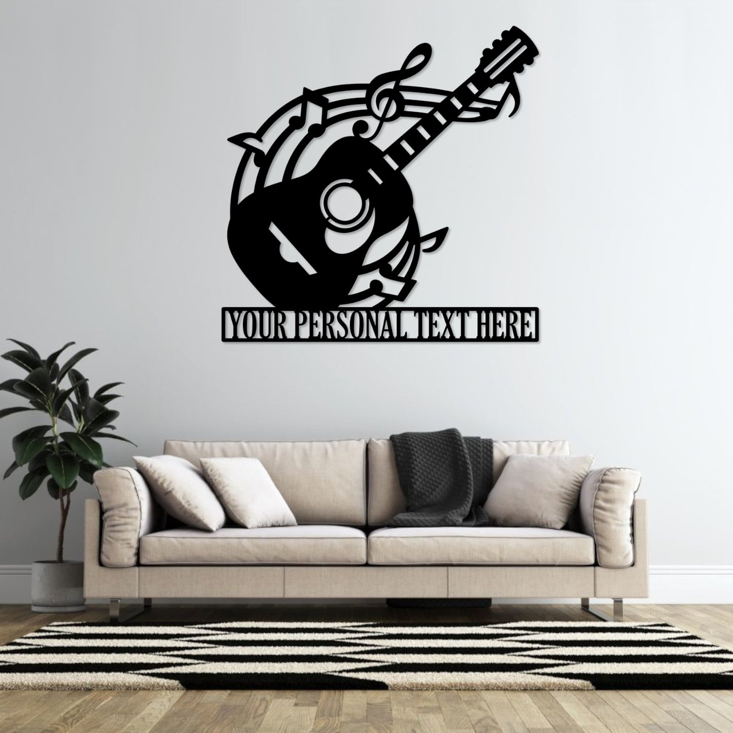 Personalized Acoustic Guitar Lover Name Metal Art Sign