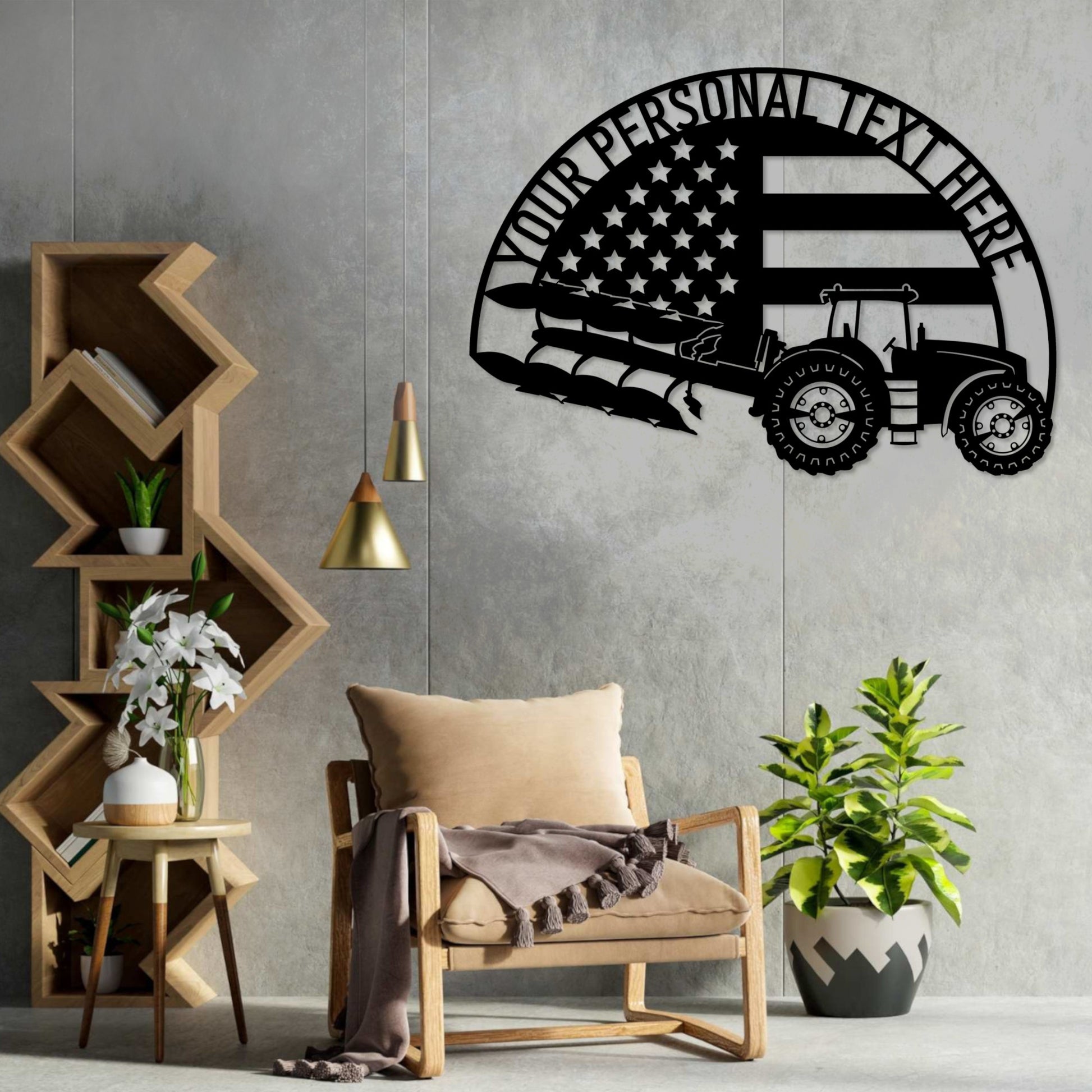 Personalized Patriotic Farming Metal Sign In Black