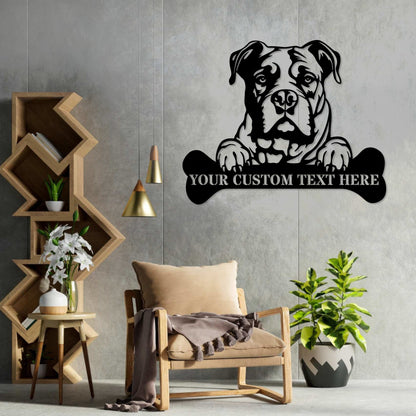 Personalized American Bulldog Name Metal Sign. Customizable Dog Owner Wall Decor Gift