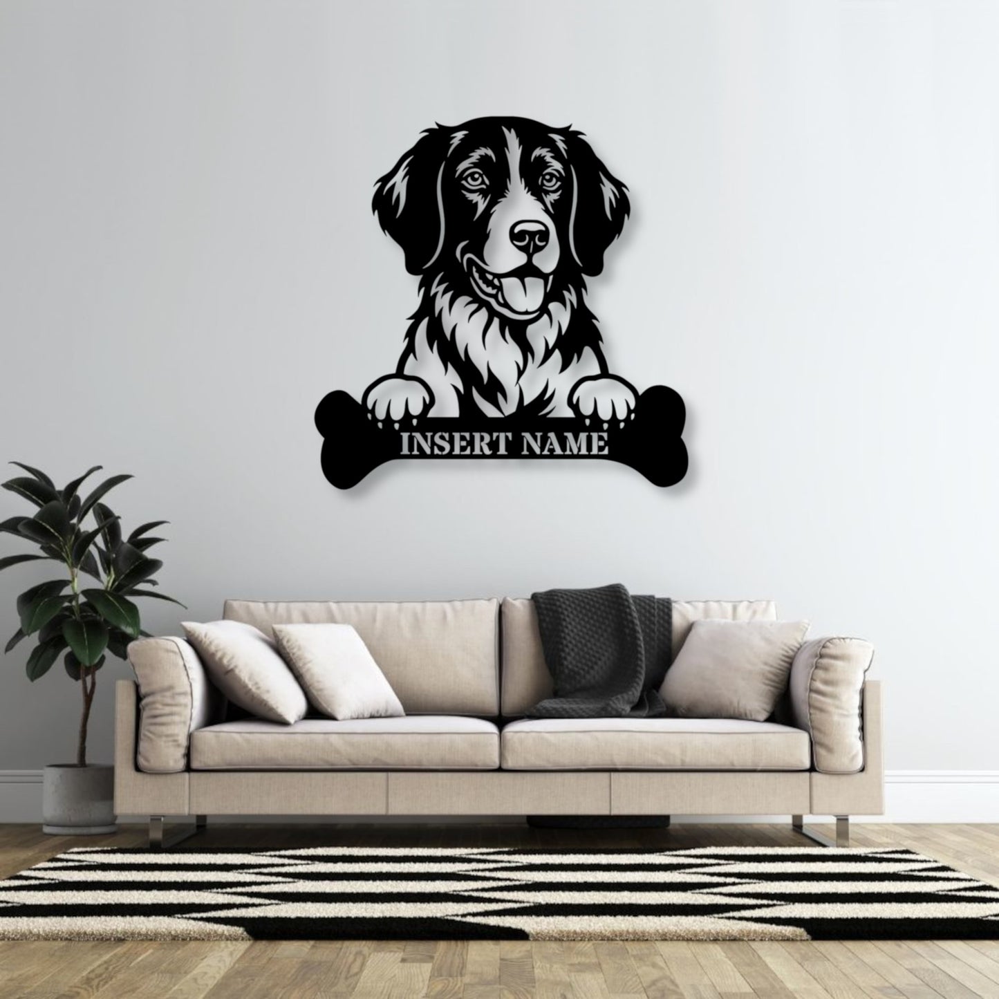 Personalized Small Munsterlander With Bone Metal Sign. Custom Dog Name Decor