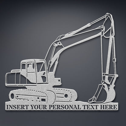 Personalized Excavator Operator Name Metal Sign In Silver