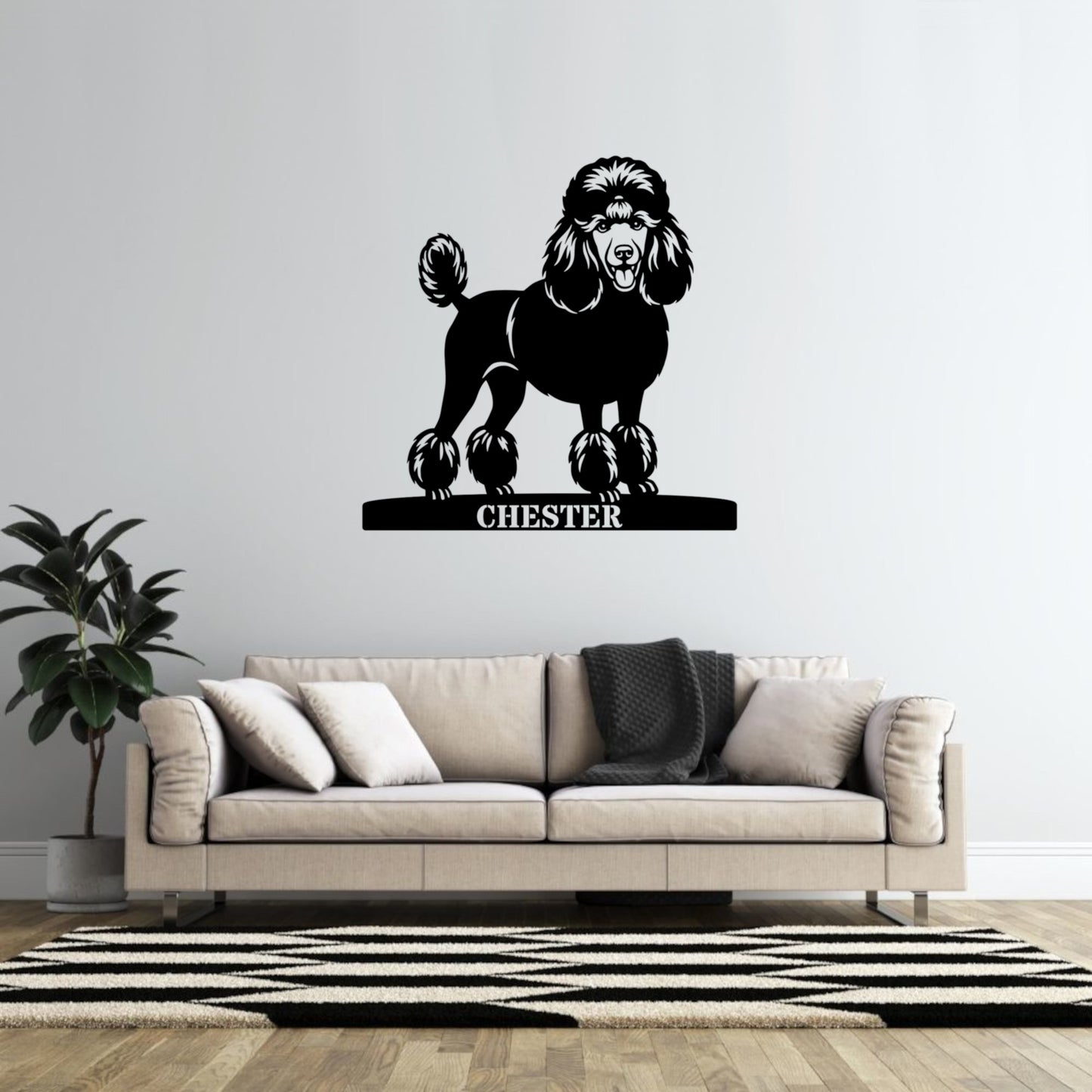Poodle Personalized Name Metal Sign. Custom Dog Lover Wall Decor Gift