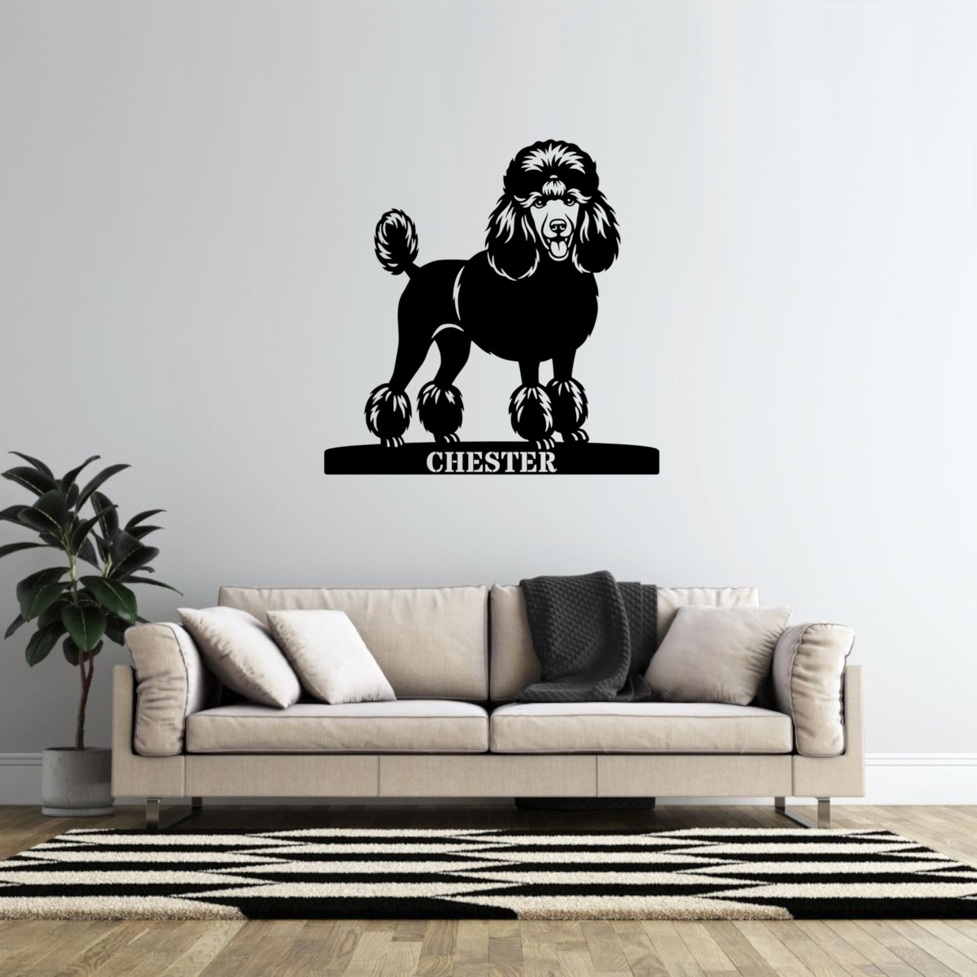 Poodle Personalized Name Metal Sign. Custom Dog Lover Wall Decor Gift