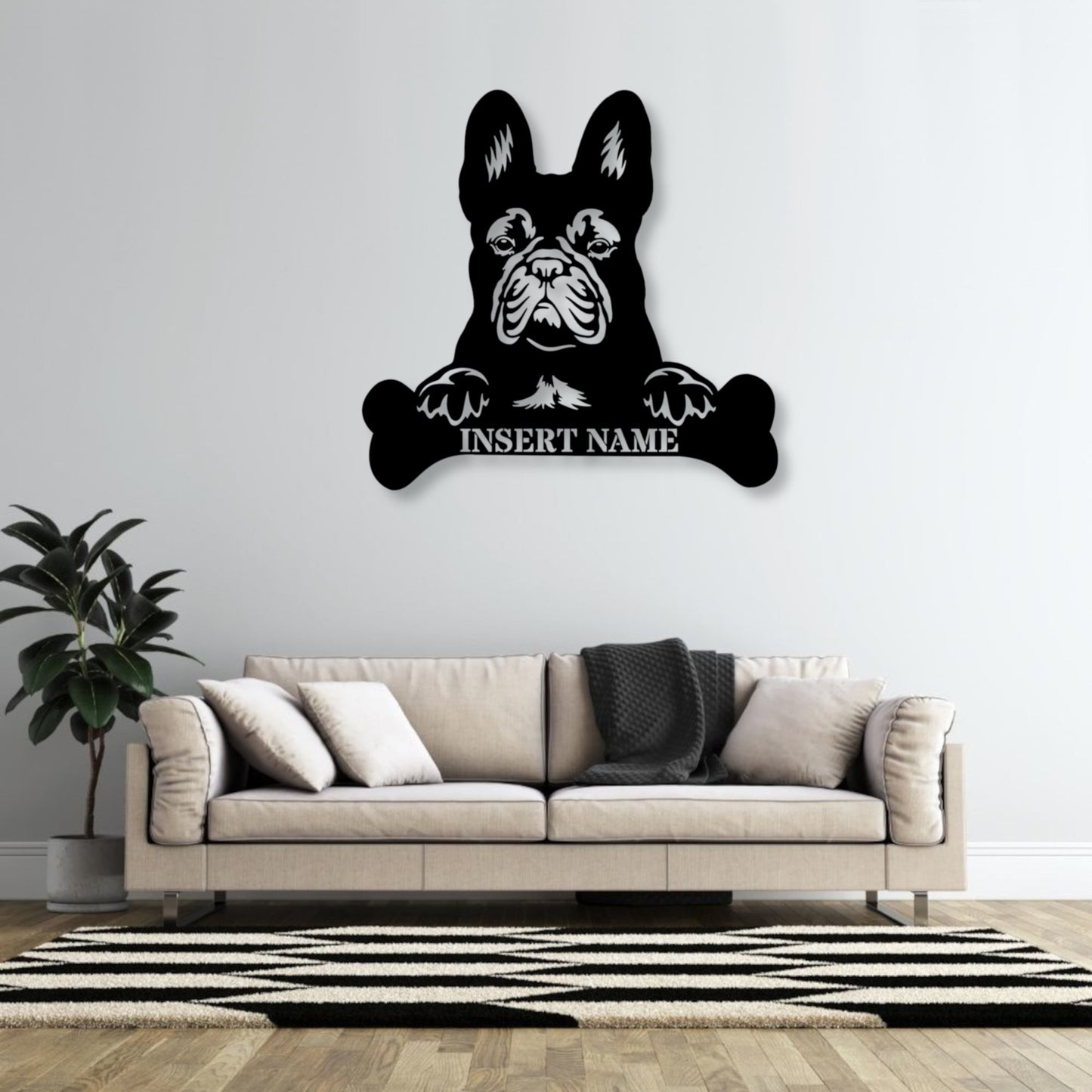 Personalized French Bulldog Name Metal Sign. Customizable Dog Owner Wall Decor Gift