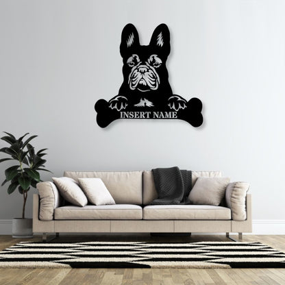 Personalized French Bulldog Name Metal Sign. Customizable Dog Owner Wall Decor Gift