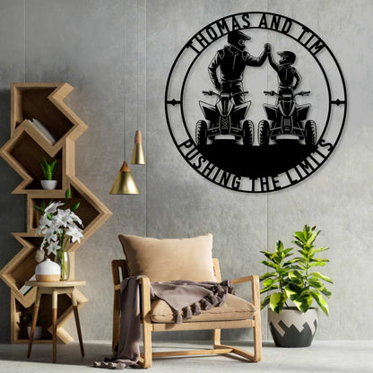 Personalized Father And Son ATV Metal Sign. Custom Quadbike Wall Decor