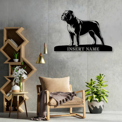 Personalized American Bulldog Metal Sign. Custom Dog Owner Wall Decor Gift