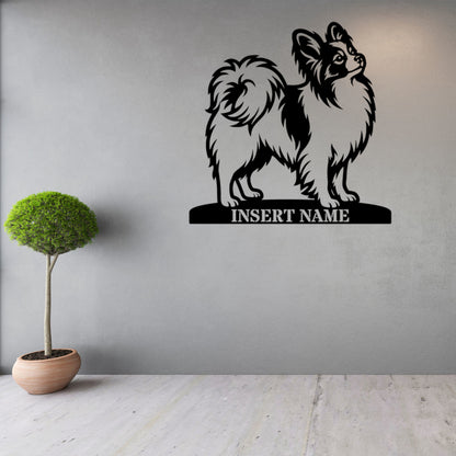 Personalized Papillon Dog Name Metal Sign. Custom Dog Owner Wall Decor Gift