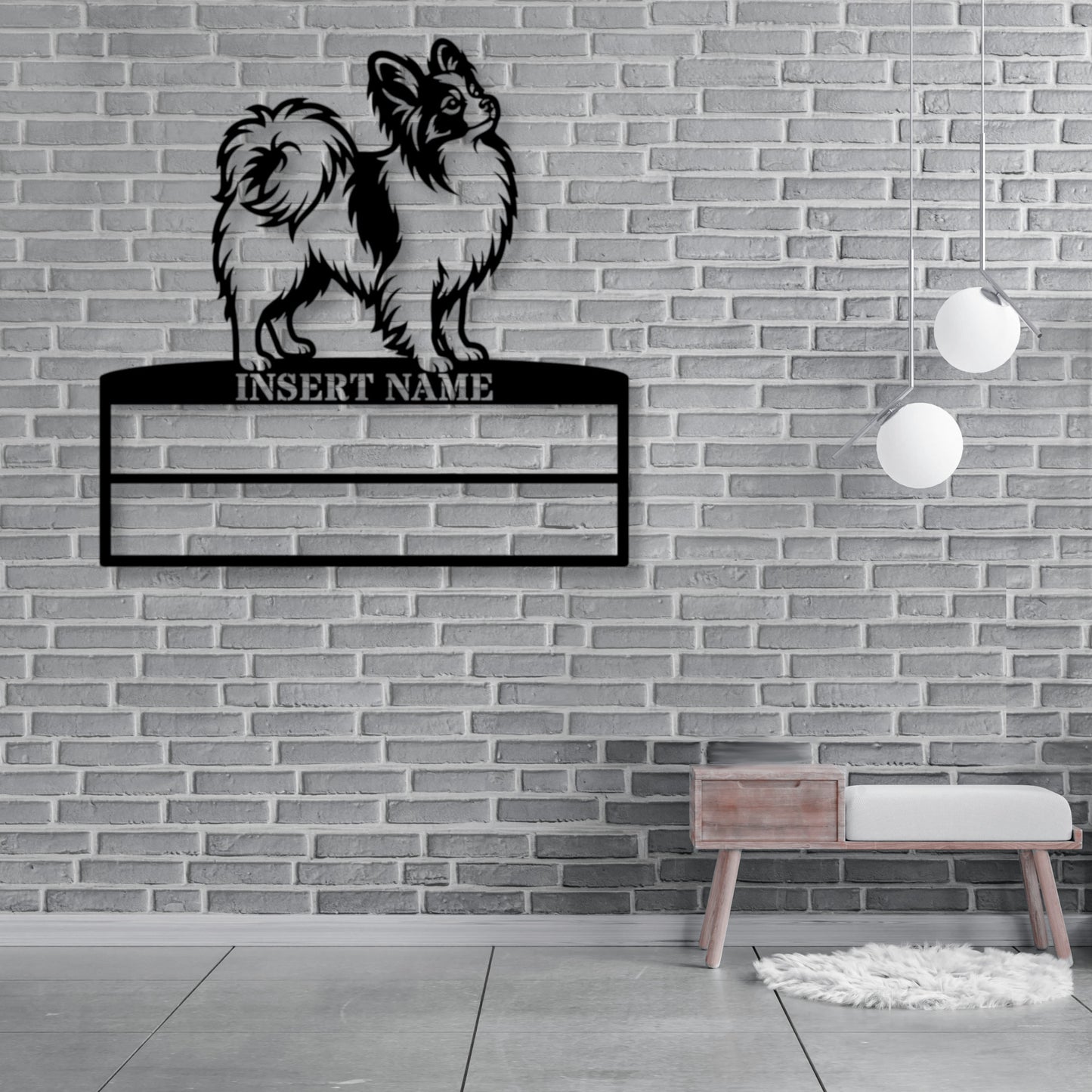 Personalized Papillon Dog Rosette Metal Sign. Custom Champion Ribbon Display