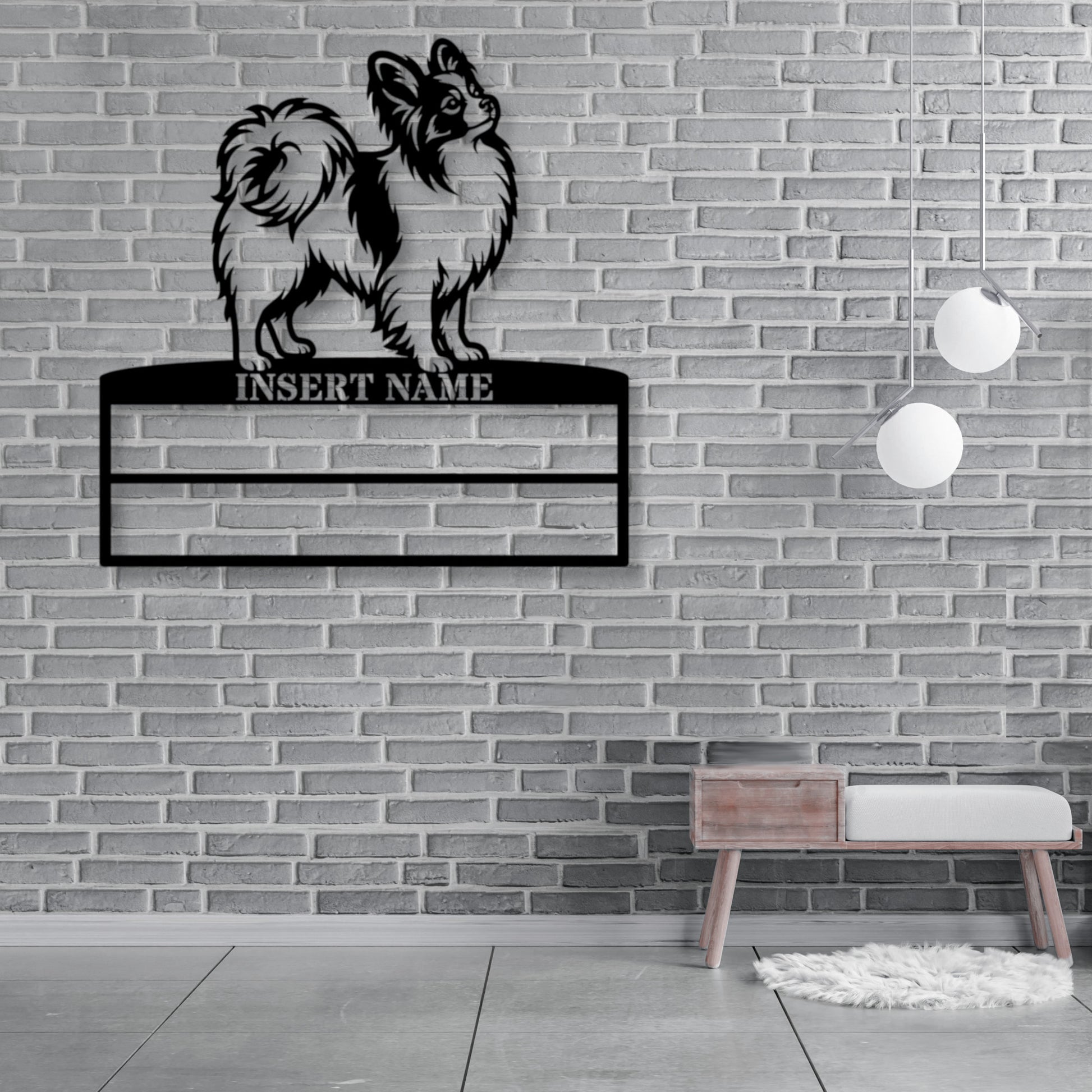 Personalized Papillon Dog Rosette Metal Sign. Custom Champion Ribbon Display