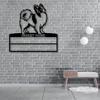 Personalized Papillon Dog Rosette Metal Sign. Custom Champion Ribbon Display