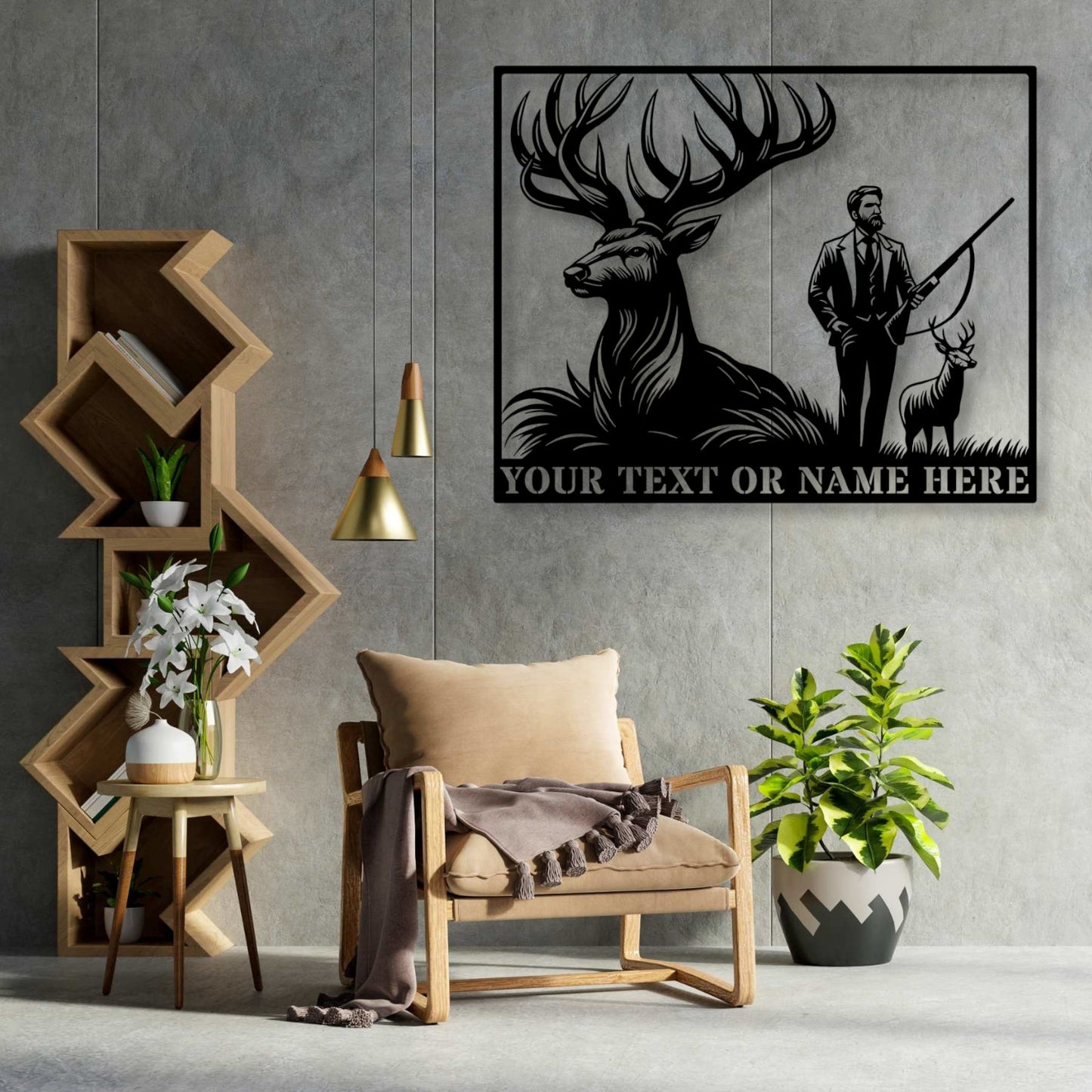 Personalized Hunting Cabin Name Metal Sign. Custom Deer Hunter Wall Decor Gift. Huntsman Wall Hanging. Hunting Lodge Decoration Gift. Personal Cabin Decor Gift