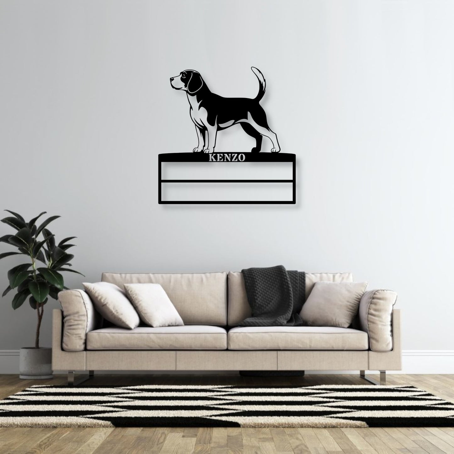 Personalized Beagle Rosette Metal Sign Champion Display