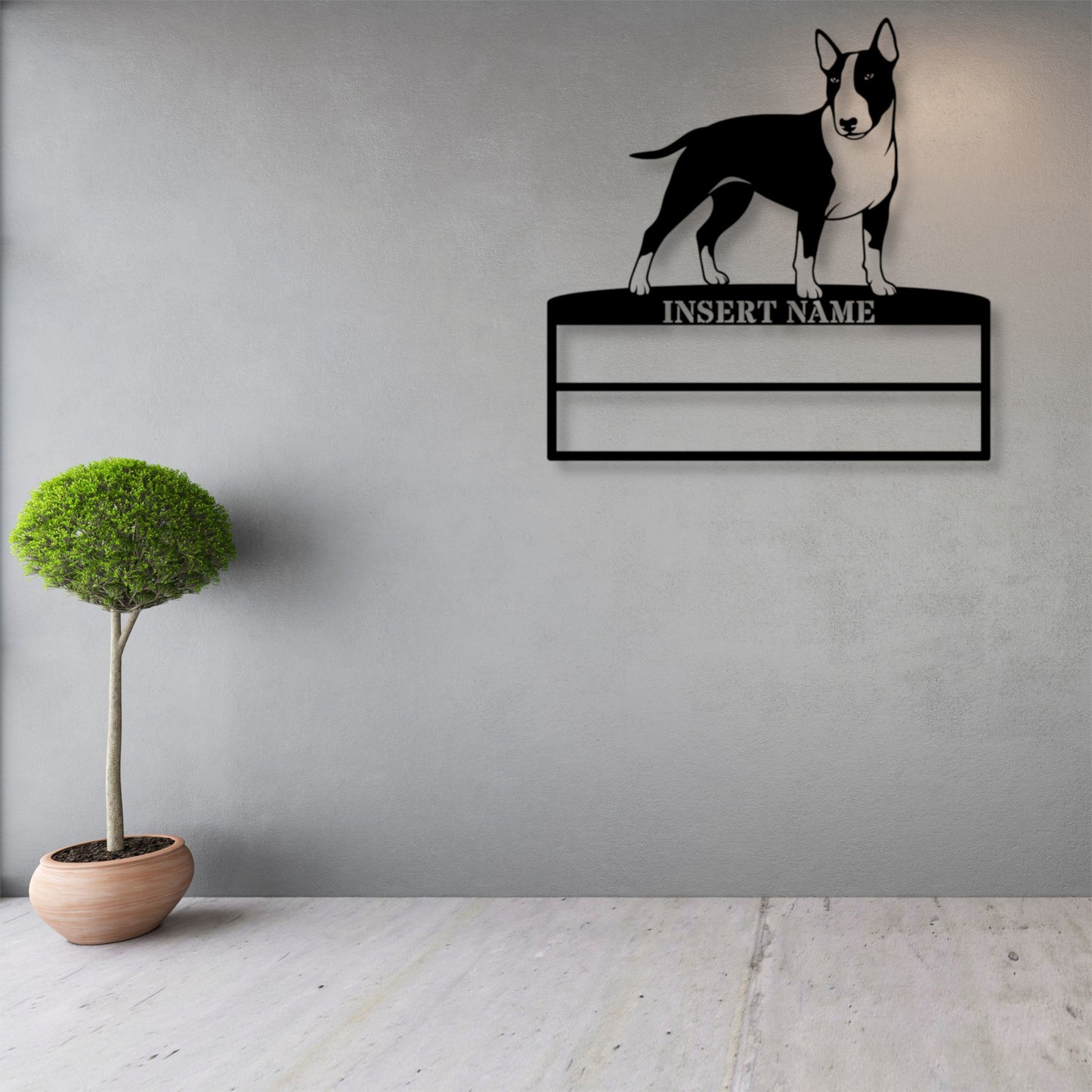 Personalized Bull Terrier Dog Rosette Name Metal Sign Champion Display