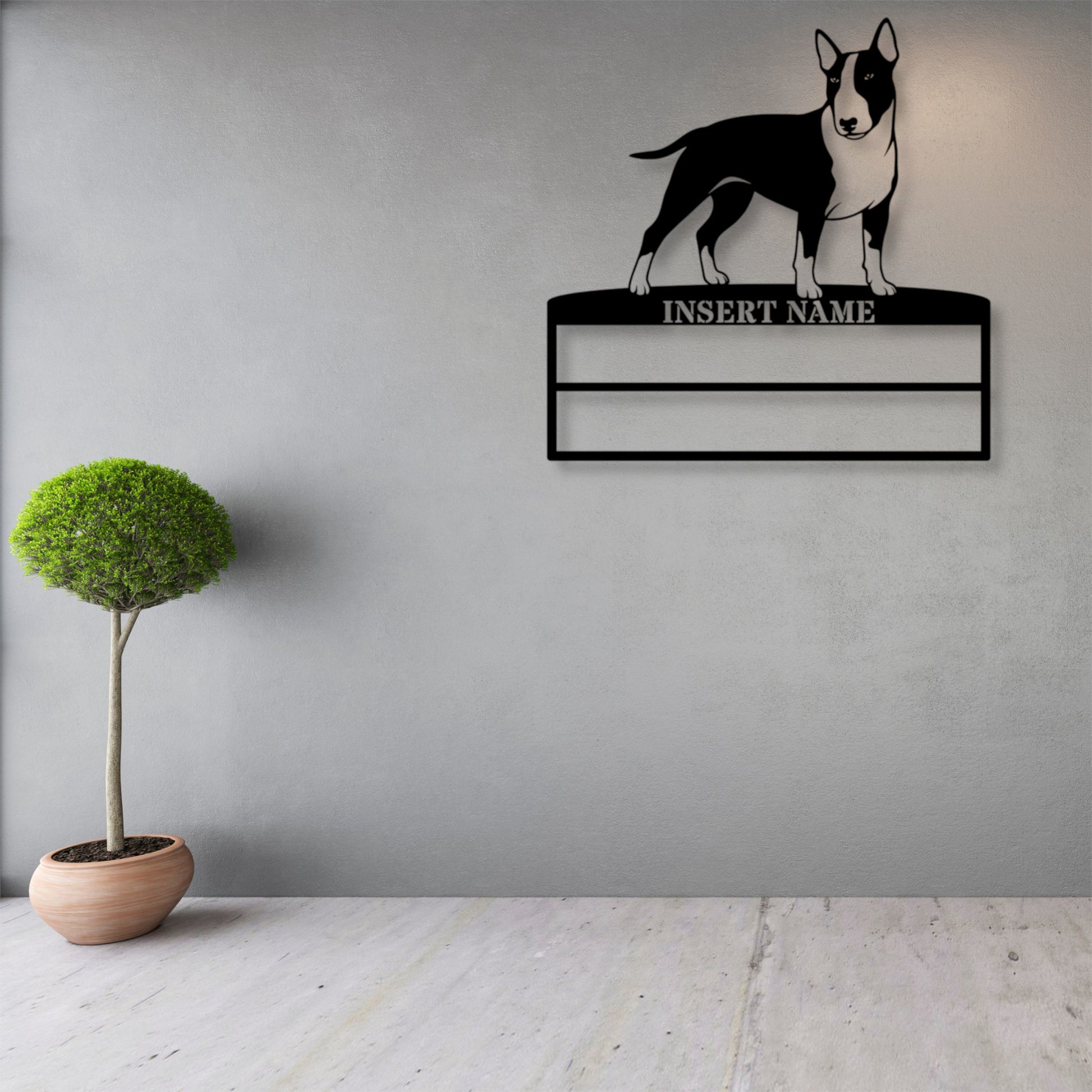 Personalized Bull Terrier Dog Rosette Name Metal Sign Champion Display