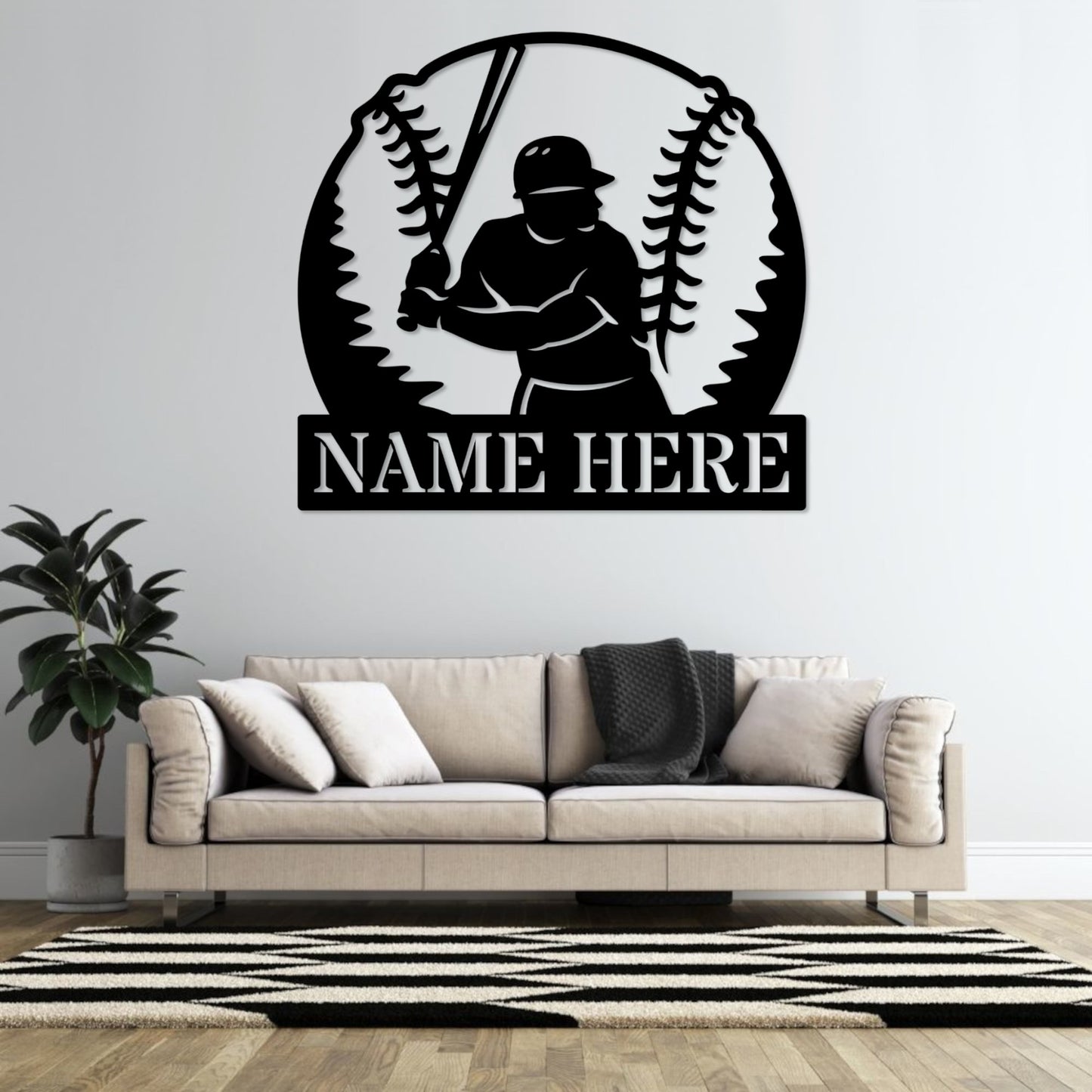 Personalized Baseball Player Name Metal Sign. Custom Softball Wall Decor Gift. Sports Sign Wall Hanging. Customized Softball Steel Sign Gift