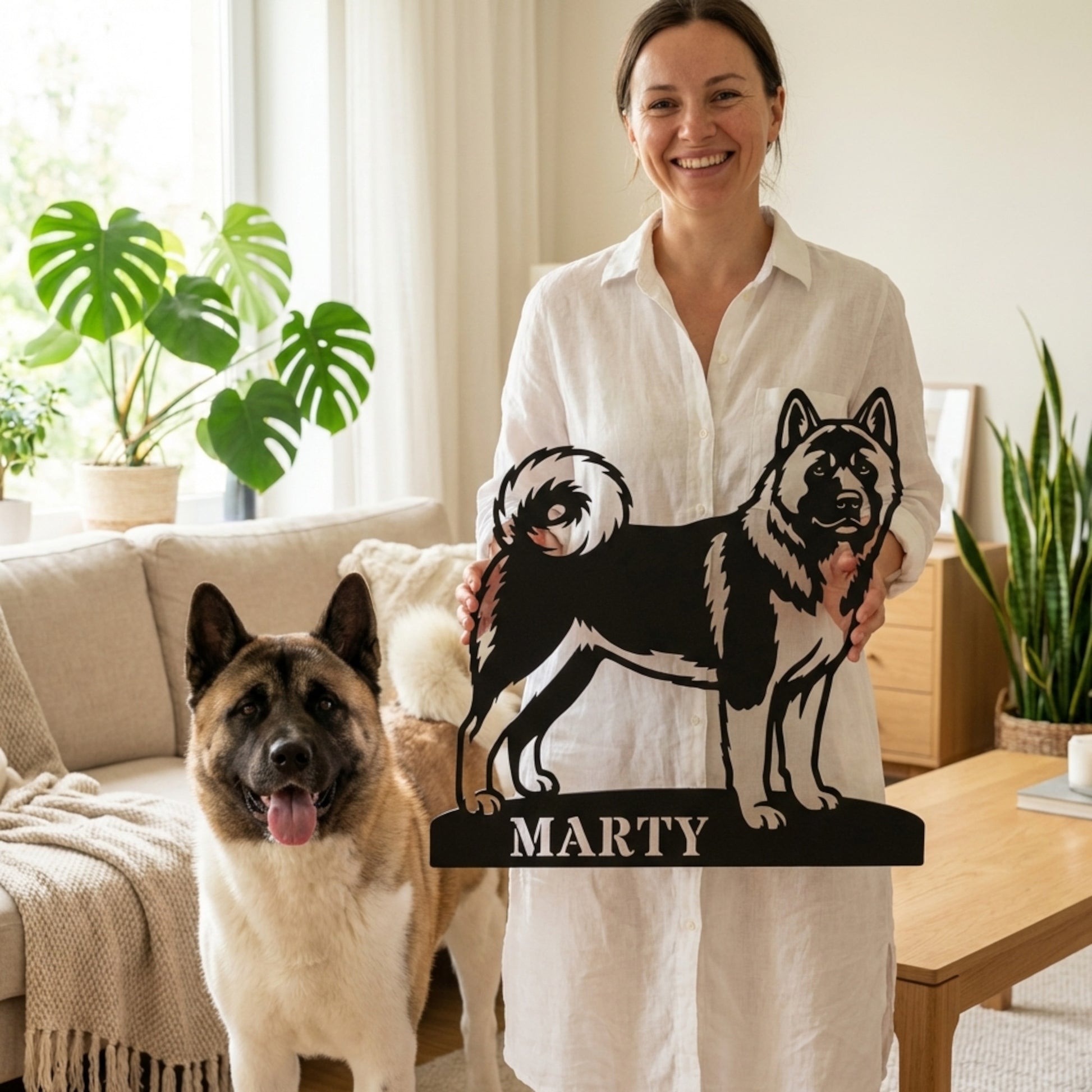 Personalized American Akita Metal Sign. Custom Dog Owner Wall Decor Gift