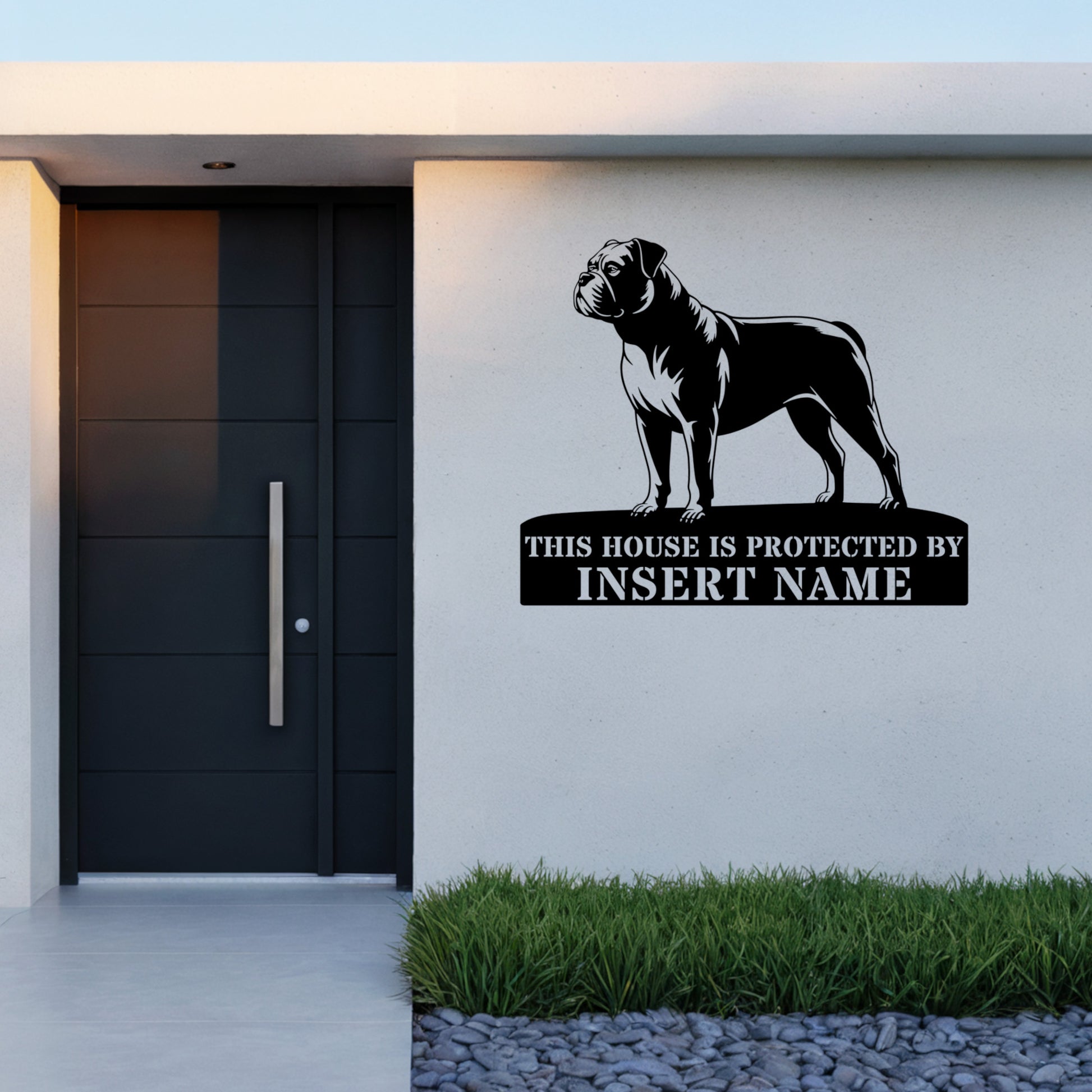 Personalized American Bulldog Guard Metal Sign. Custom Name Wall Decor
