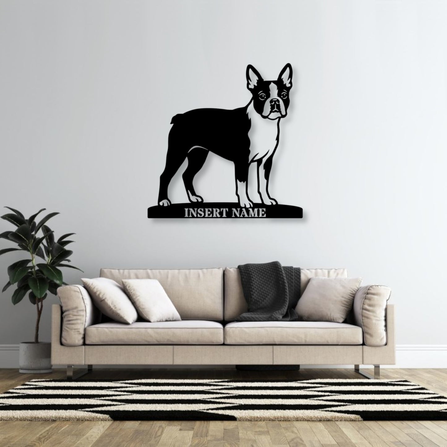 Personalized Boston Terrier Name Metal Sign. Custom Dog Owner Wall Decor Gift
