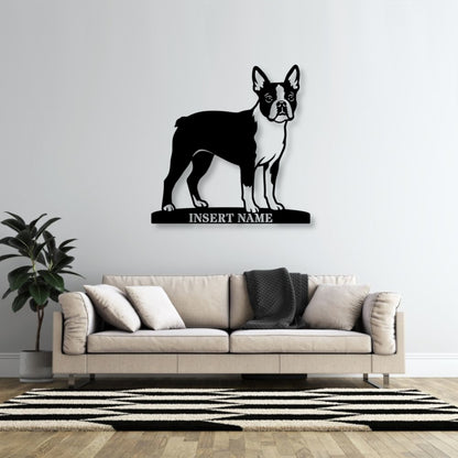 Personalized Boston Terrier Name Metal Sign. Custom Dog Owner Wall Decor Gift