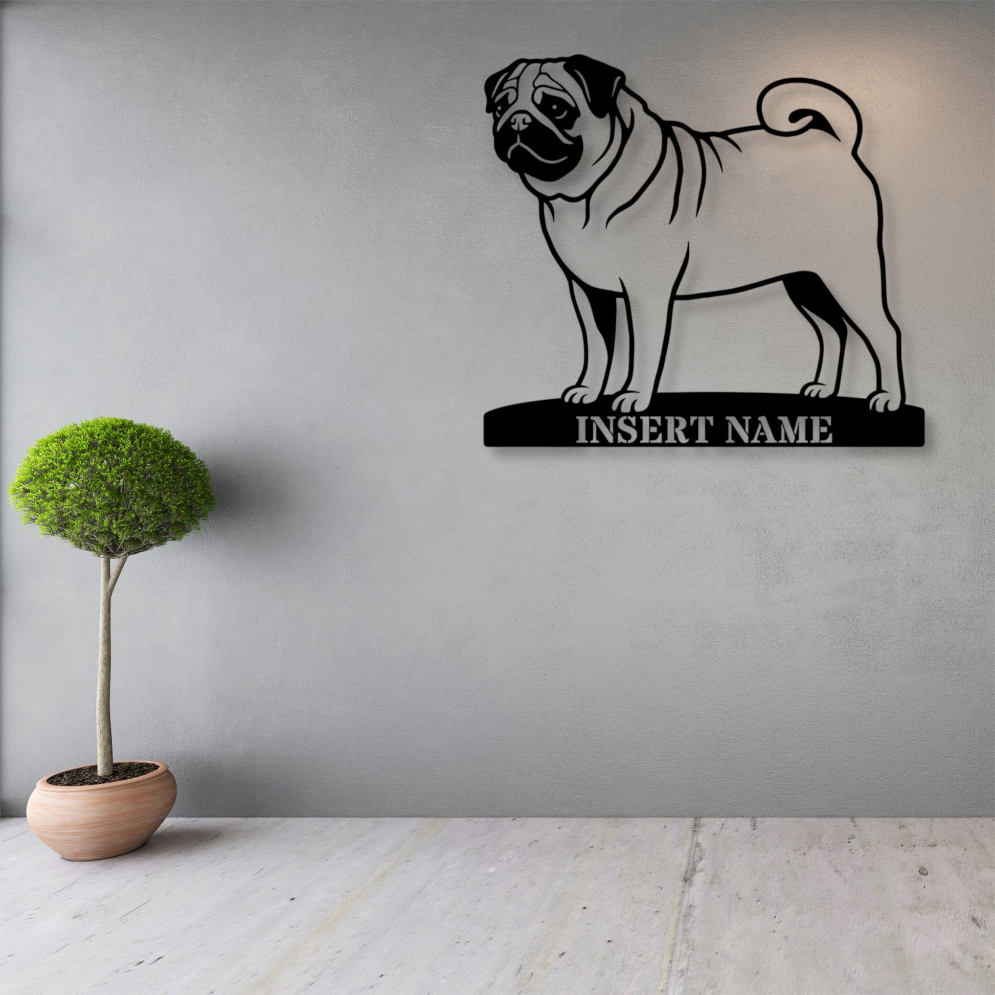 Personalized Pug Name Metal Sign. Custom Dog Owner Wall Decor Gift