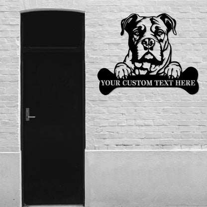 Personalized American Bulldog Name Metal Sign. Customizable Dog Owner Wall Decor Gift