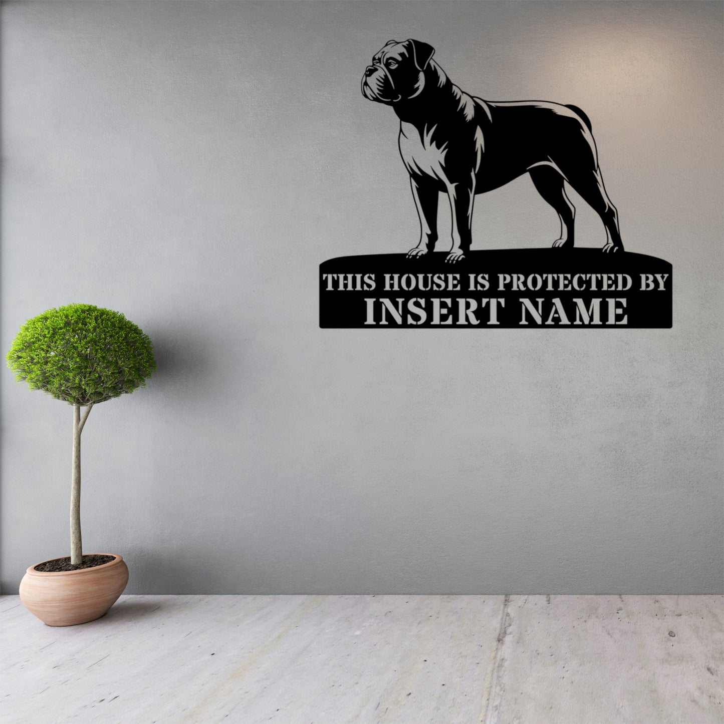Personalized American Bulldog Guard Metal Sign. Custom Name Wall Decor