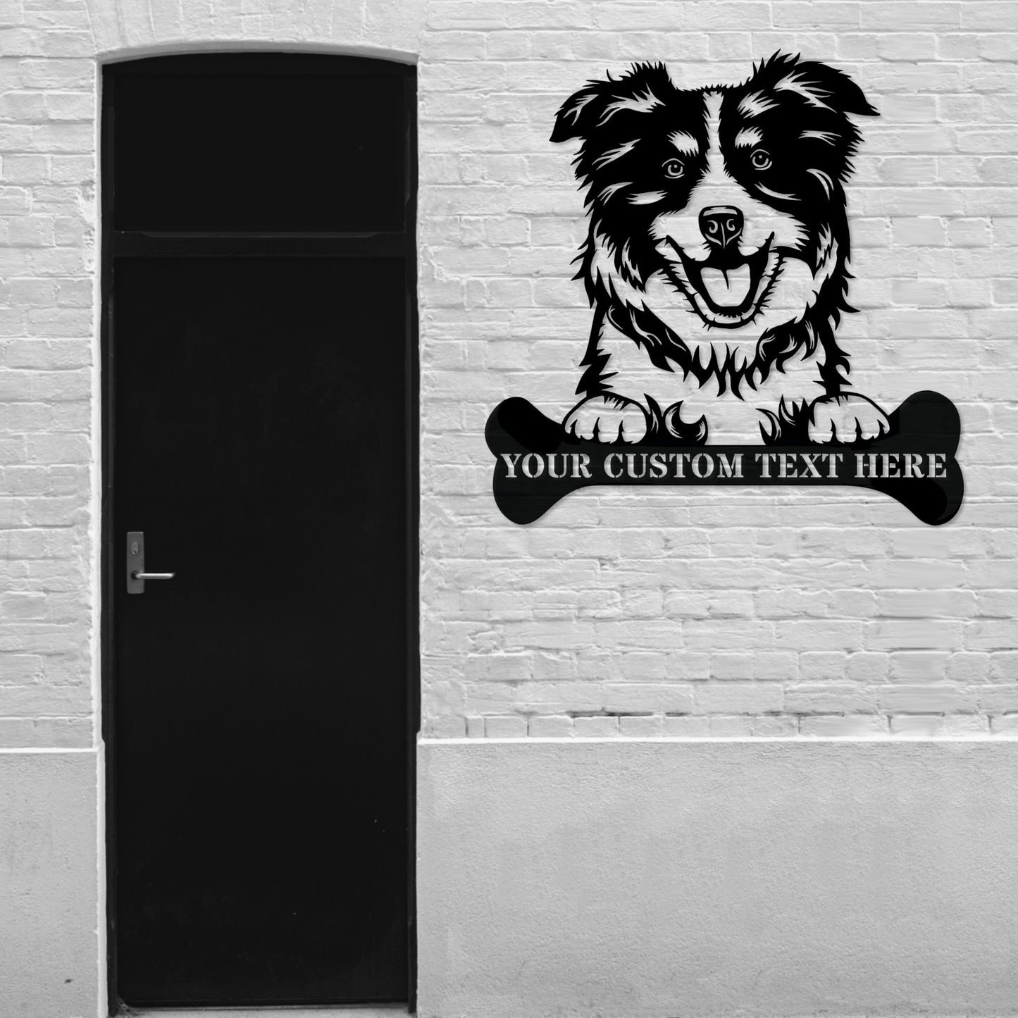 Personalized Australian Shepherd Name Metal Sign In Black. Custom Dog Owner Wall Decor Gift..