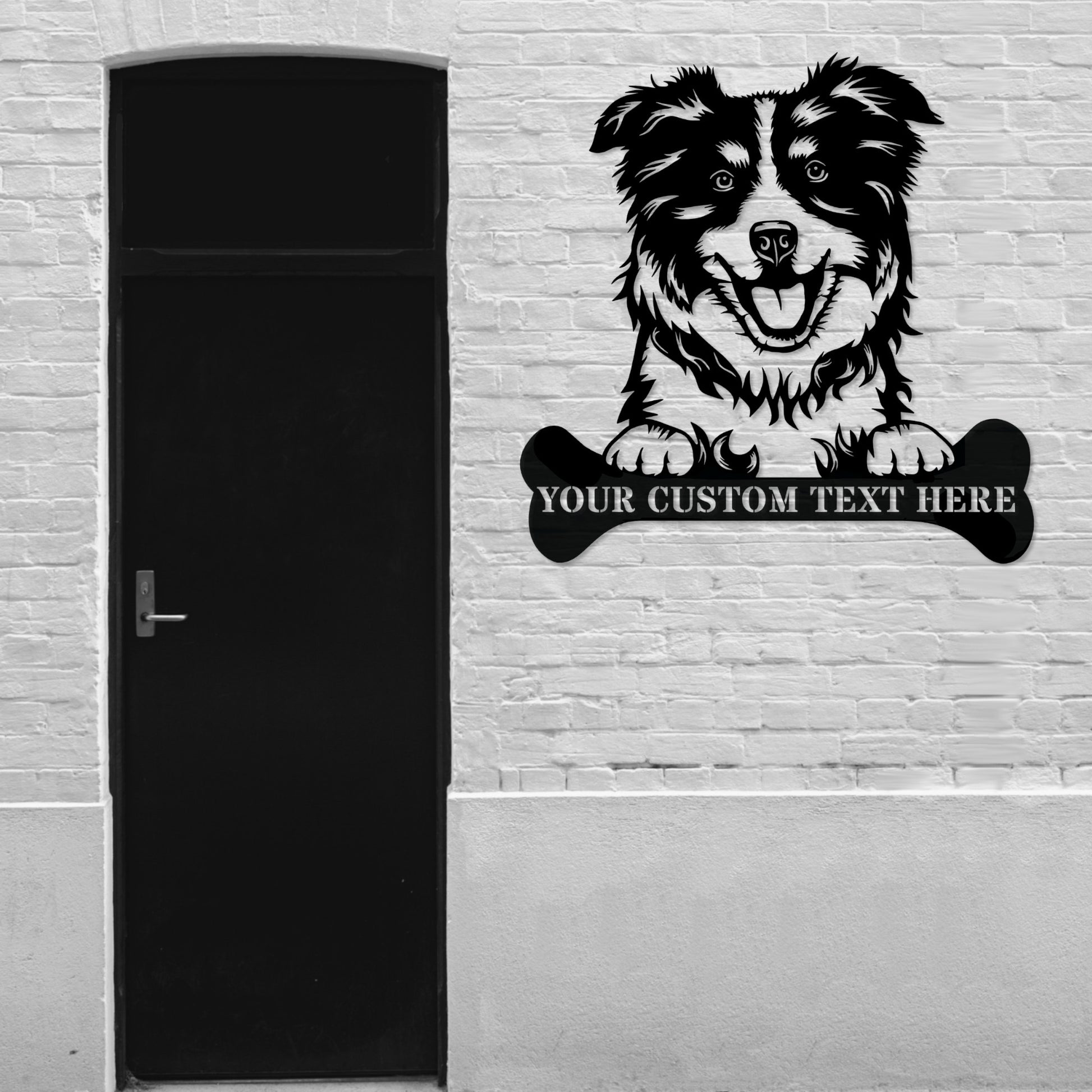 Personalized Australian Shepherd Name Metal Sign In Black. Custom Dog Owner Wall Decor Gift..