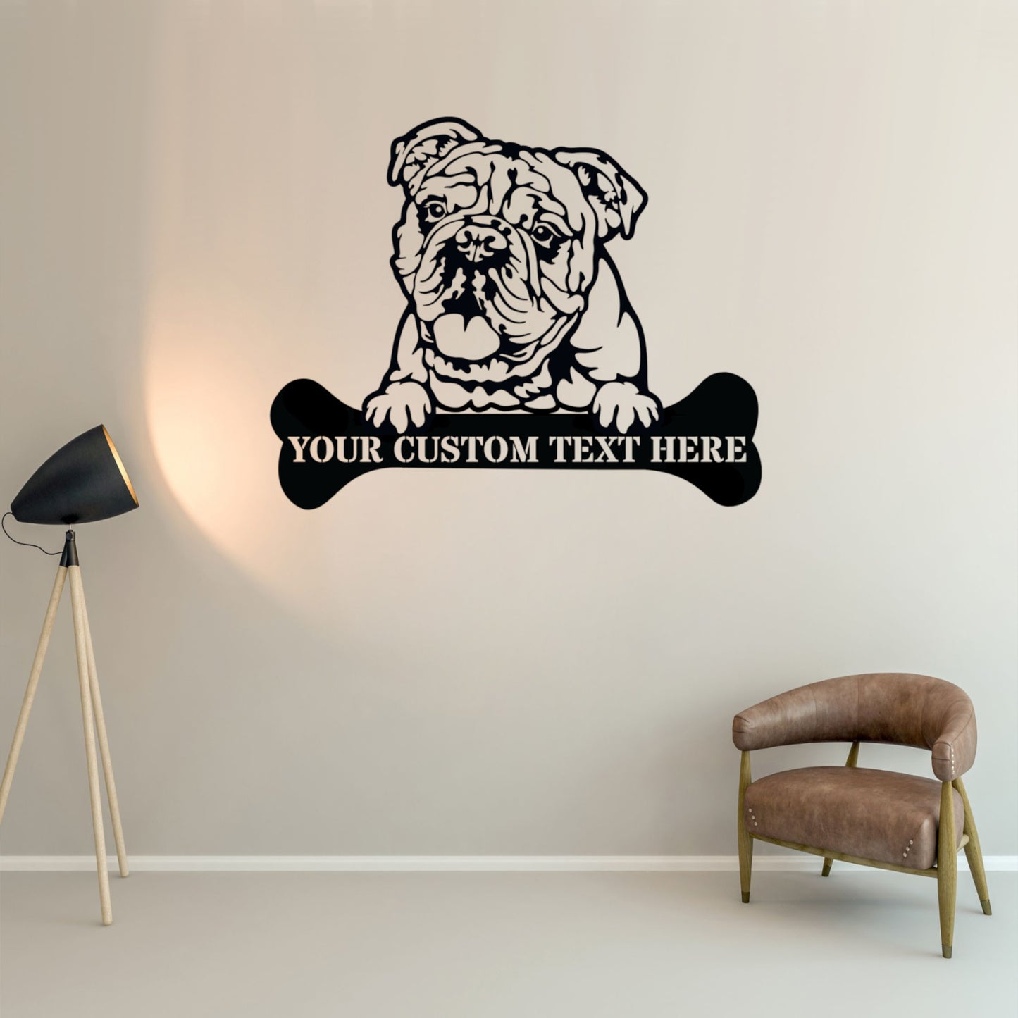 Personalized English bulldog Name Metal Sign. Customizable Dog Wall Decor Gift
