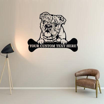 Personalized English bulldog Name Metal Sign. Customizable Dog Wall Decor Gift