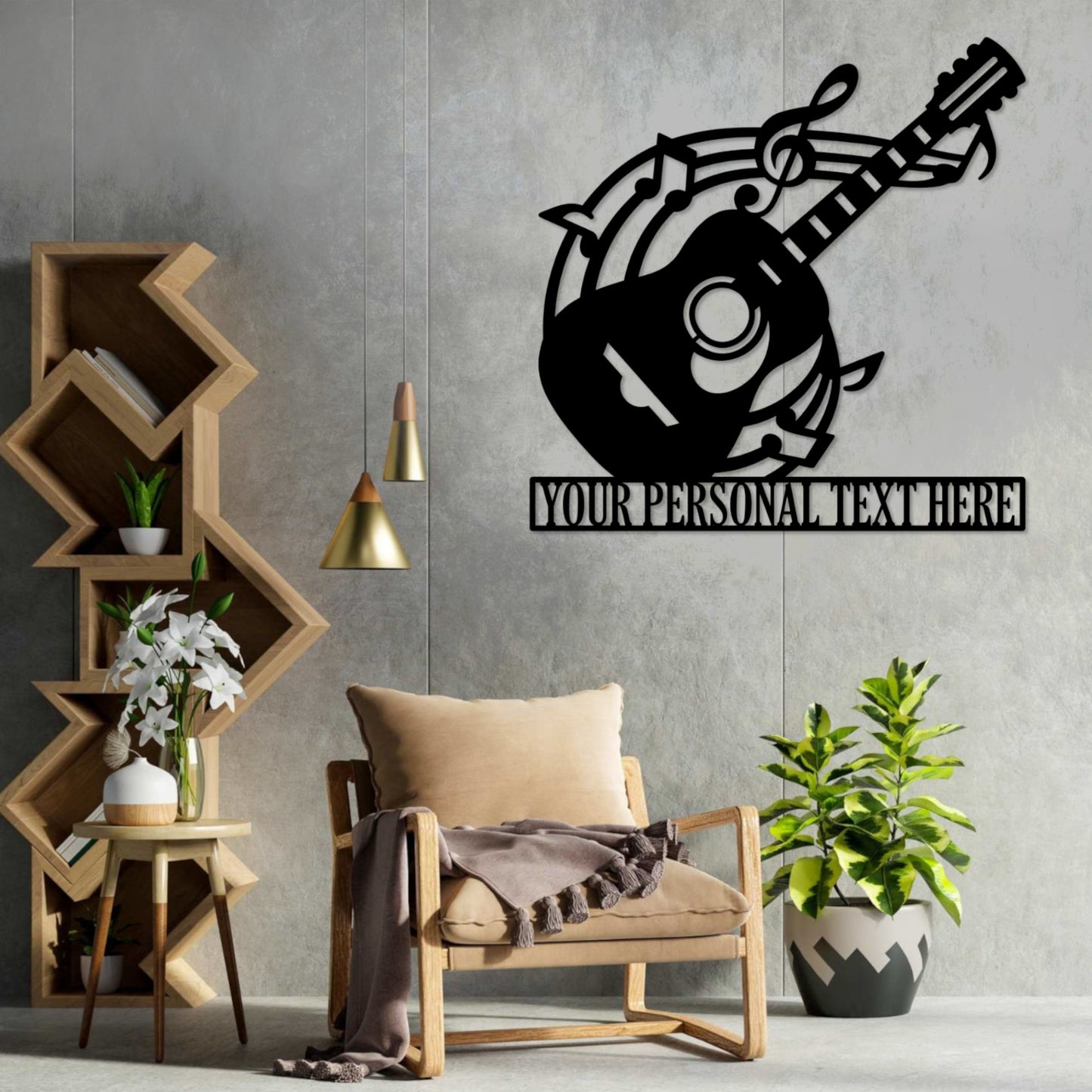 Personalized Acoustic Guitar Lover Name Metal Art Sign