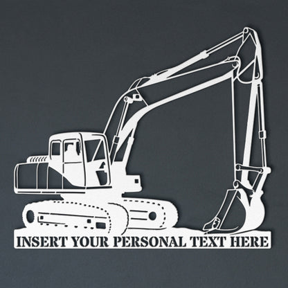 Personalized Excavator Operator Name Metal Sign In White