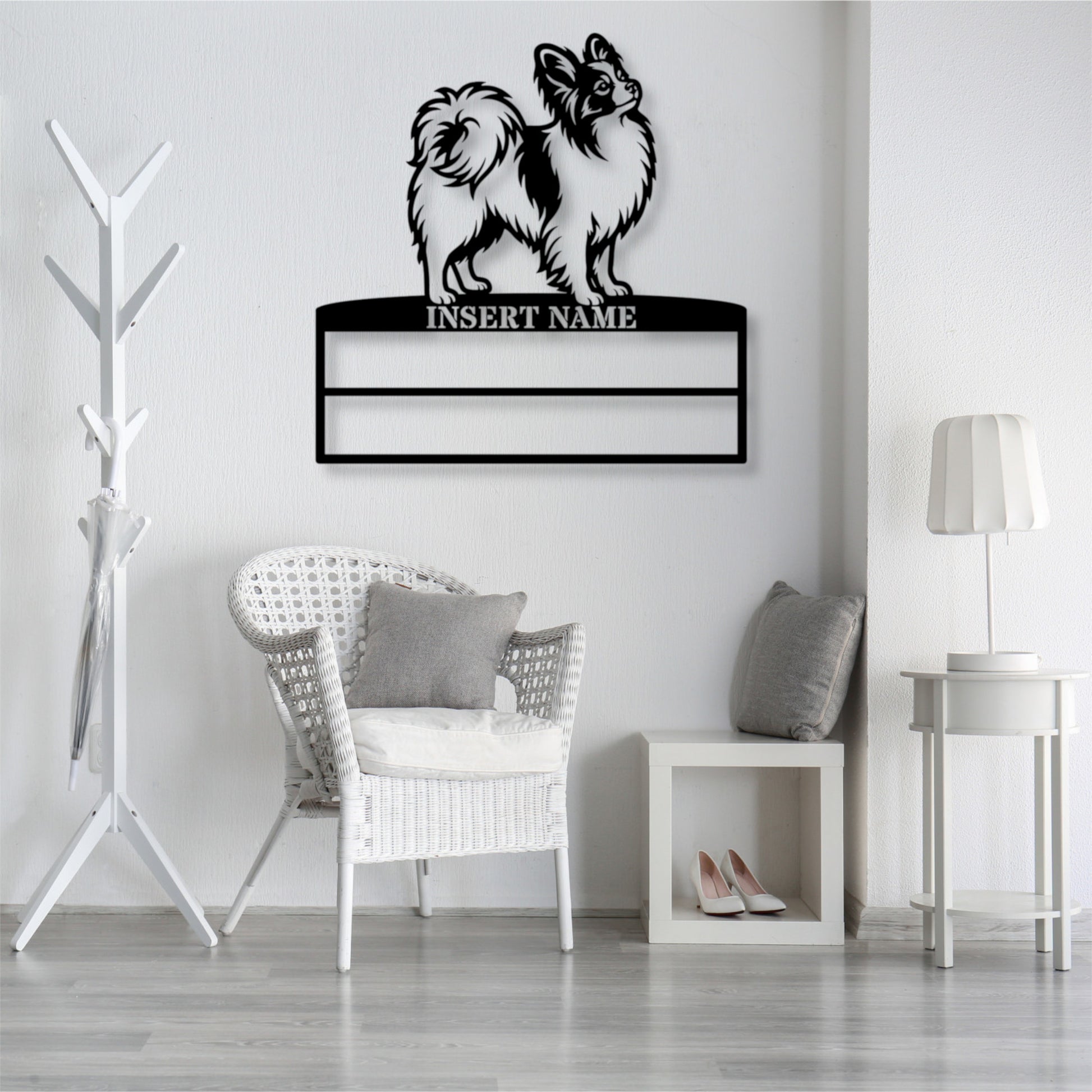 Personalized Papillon Dog Rosette Metal Sign. Custom Champion Ribbon Display