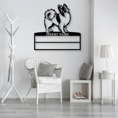 Personalized Papillon Dog Rosette Metal Sign. Custom Champion Ribbon Display