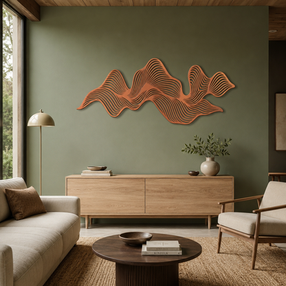 Abstract Copper Wave Metal Wall Art, Contemporary Minimalist Decor